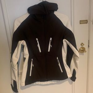 Brown and beige winter ski jacket